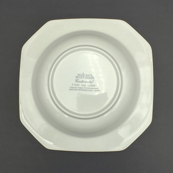 Mikasa Silk Flowers Rim Soup Bowls Pink Flowers on White Octagonal Bowls - Picture 4 of 5